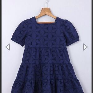 ***SOLD***Navy Blue Kids Dress with Puff Sleeves NWOT